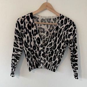Leopard Print Cropped Cardigan